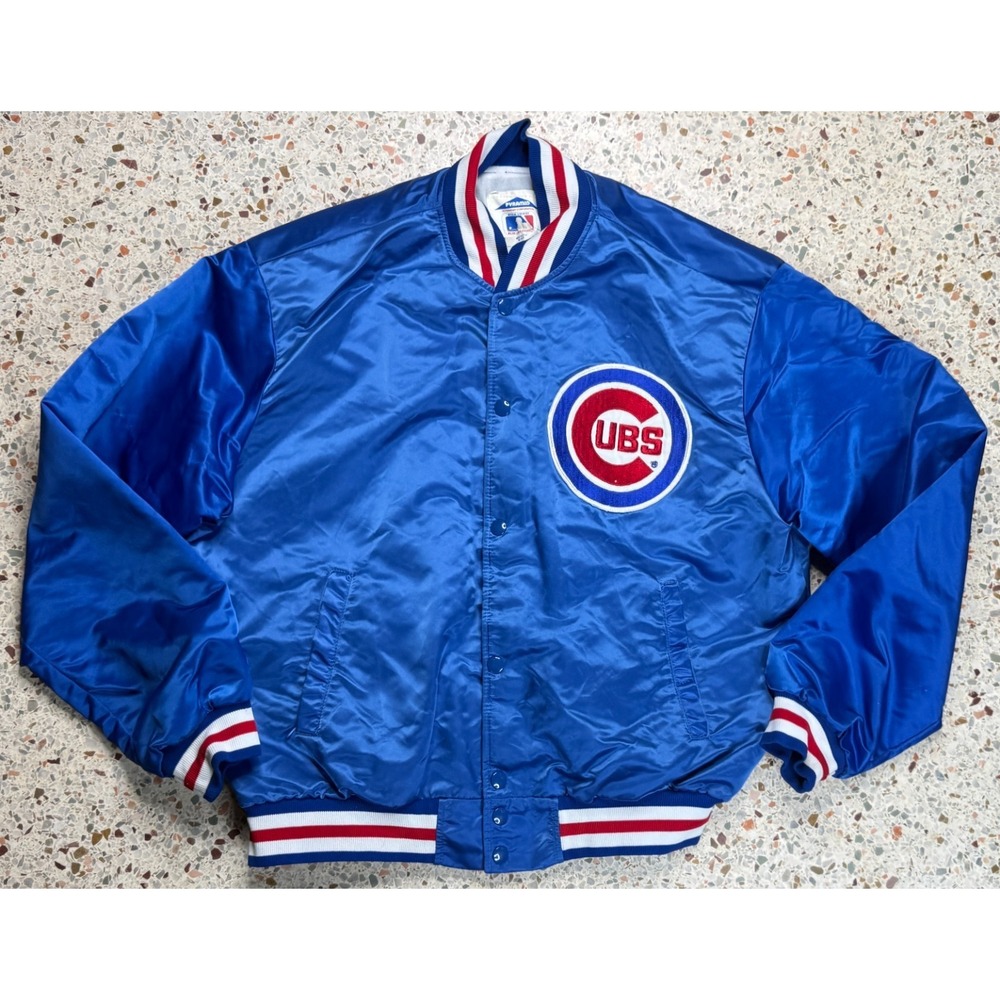 Pyramid MLB Vtg Chicago Cubs‎ Snap Button Bomber Jacket Size Large